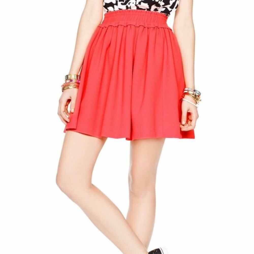 Kate Spade Crepe Gathered Neon Orange Cocktail A-line Relax Skirt Geranium Pink